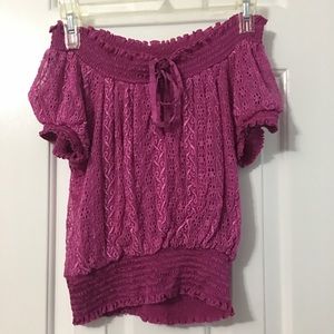 Off the Shoulder Fuchsia Hot Pink Top